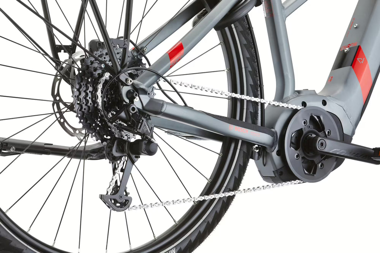 Conway Cairon T2.0 500 | Elektro-Trekkingrad E-Bike | 9-Gang | 250 W Bosch Motor | Grau/Rot (Modell 2023)