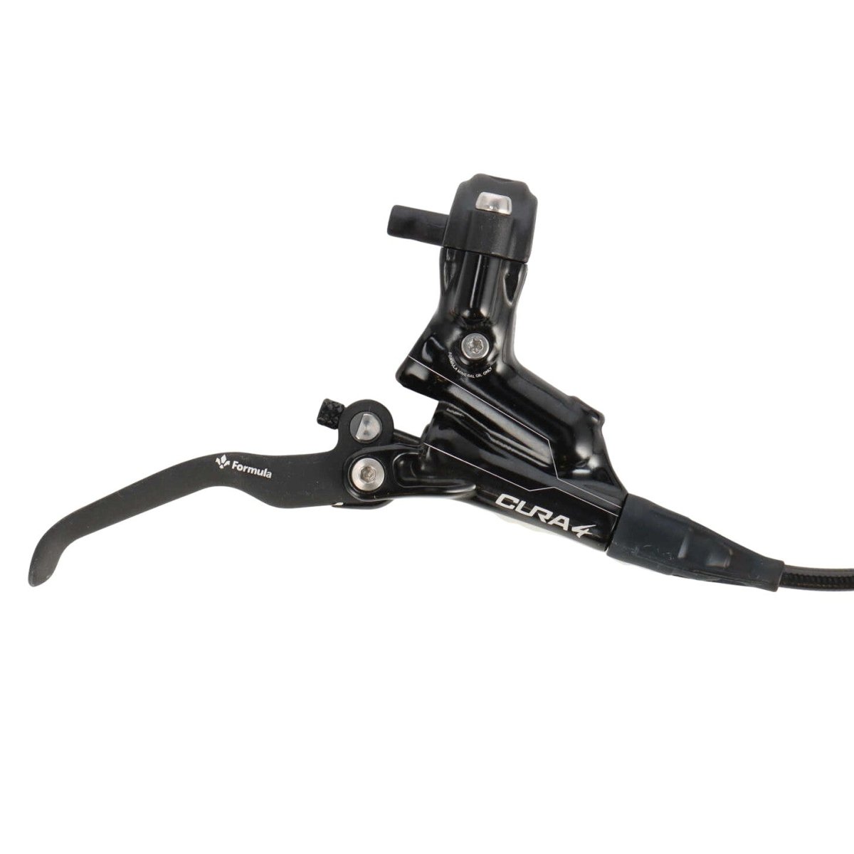 Formula Cura 4 Scheibenbremse | 4 - Kolben | beidseitig | schwarz glänzend | inkl. Beläge und IS Adapter | Leitung 2000 mm - RAAAD.de