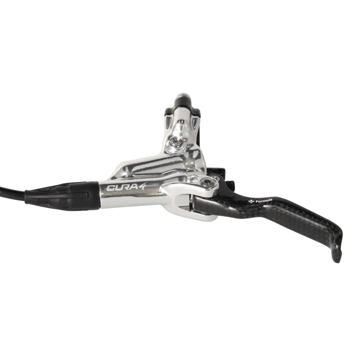 Formula Cura 4 Scheibenbremse | Carbon Bremshebel | vorne | 4 - Kolben | silber | inkl. Beläge | Leitung 800 mm - RAAAD.de