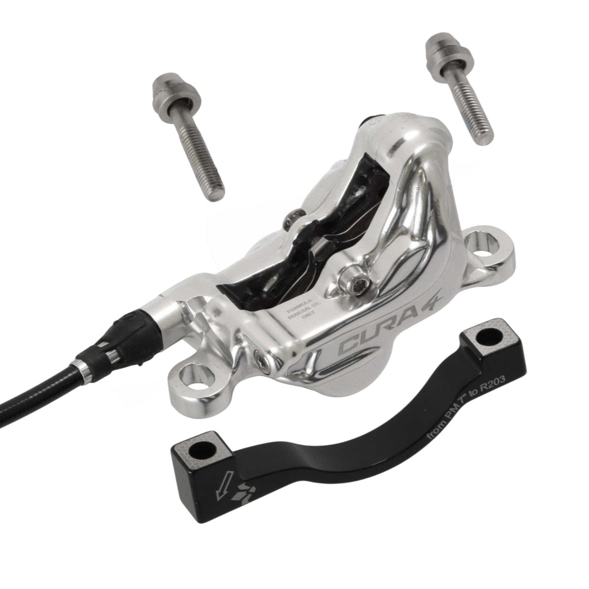Formula Cura 4 Scheibenbremse | Carbon Bremshebel | vorne | 4 - Kolben | silber | inkl. Beläge | Leitung 800 mm - RAAAD.de