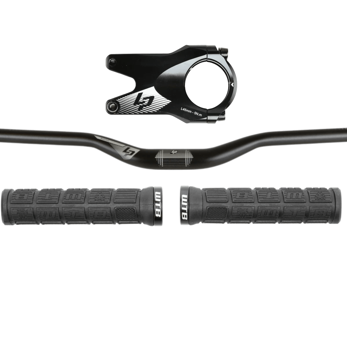 Lapierre / WTB Cockpit - Set MTB | Lenker 780 mm | Vorbau 45 mm | Ø 31.8 mm | WTB Wafel Lock - On Griffe | schwarz - RAAAD.de