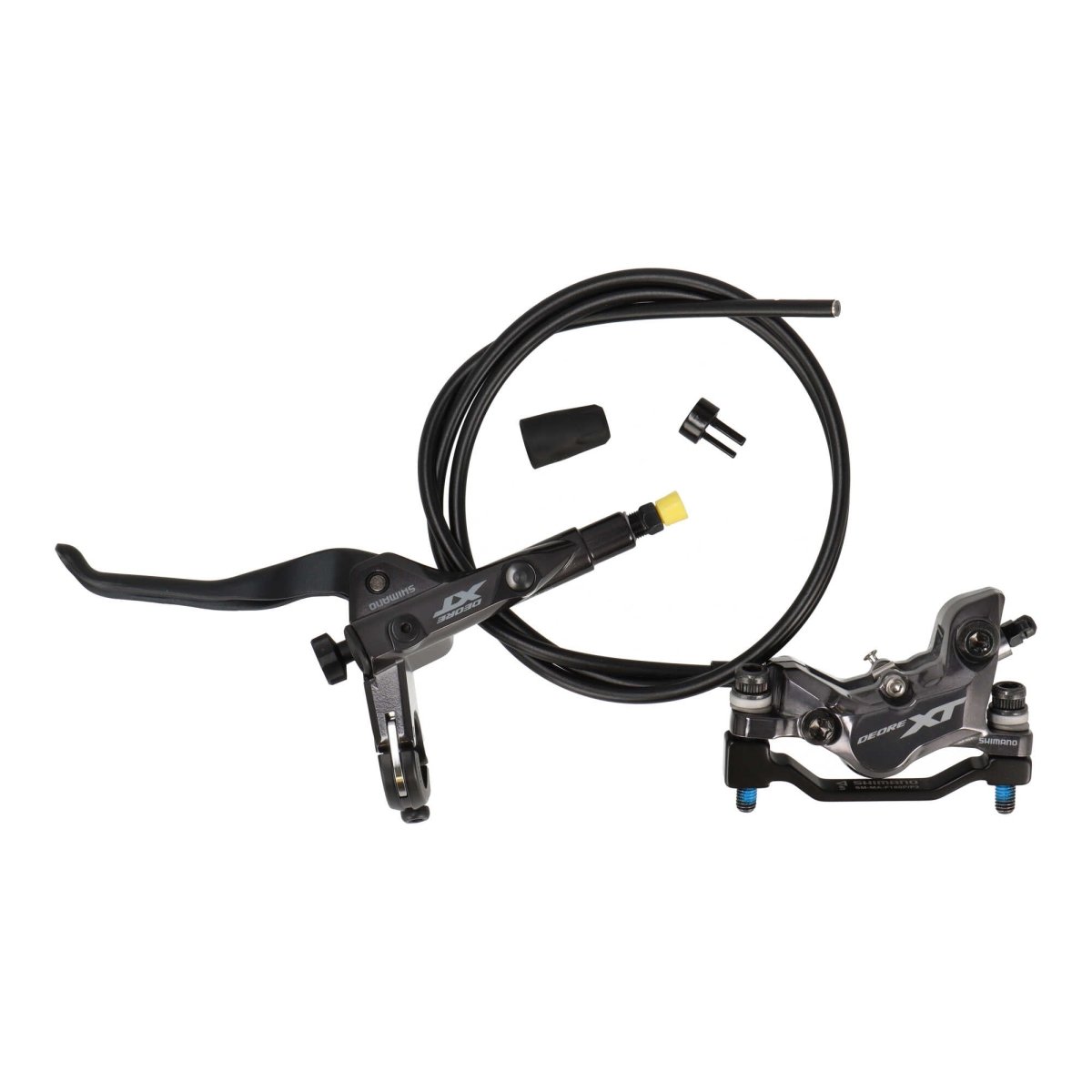 Shimano Deore XT BL - T8100/BR - M8120 Scheibenbremse Trekking vorne links | 4 - Kolben | 1000 mm Leitung | inkl. Beläge & 180 mm Adapter - RAAAD.de