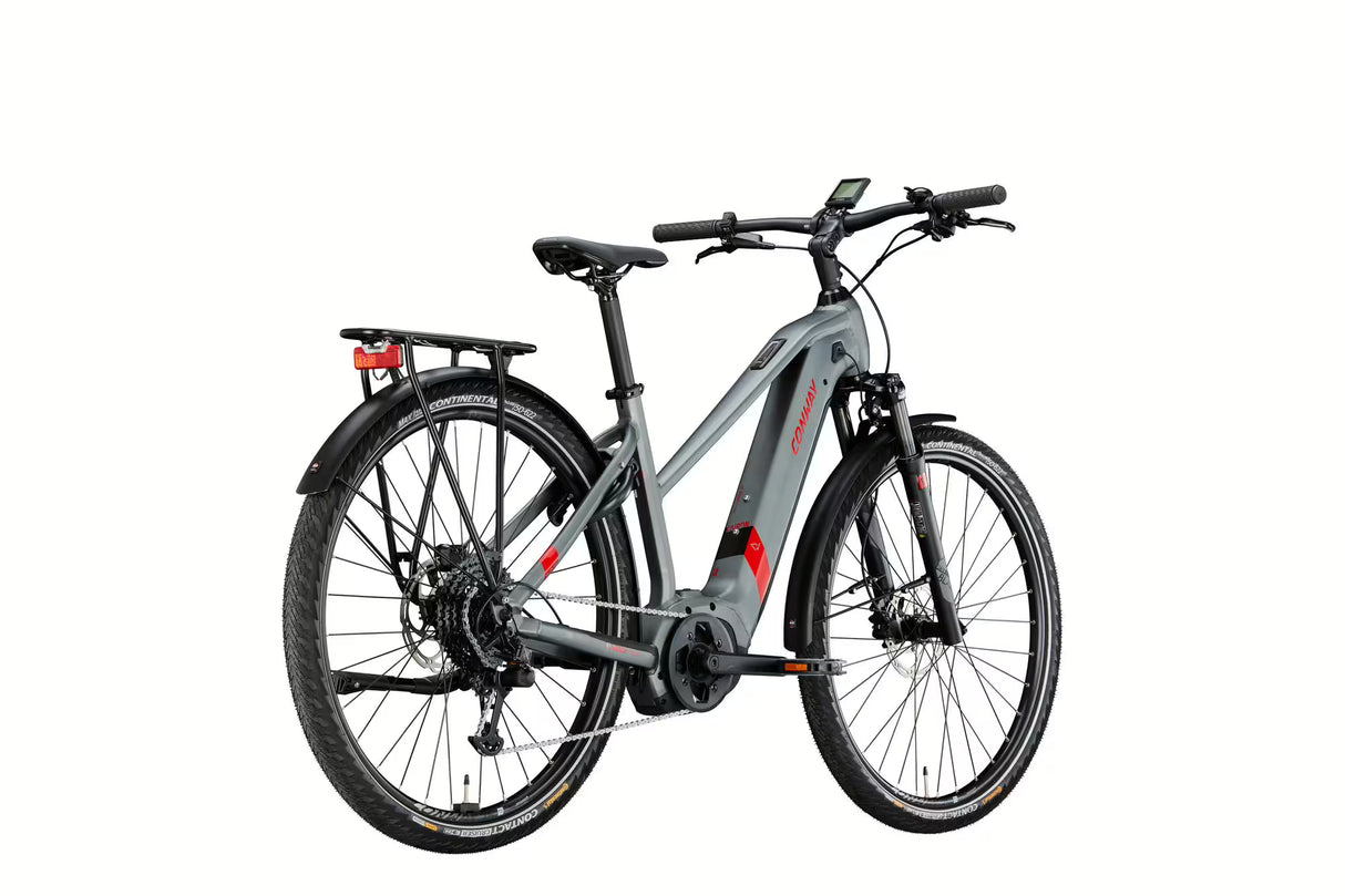 Conway Cairon T2.0 500 | Elektro-Trekkingrad E-Bike | 9-Gang | 250 W Bosch Motor | Grau/Rot (Modell 2023)