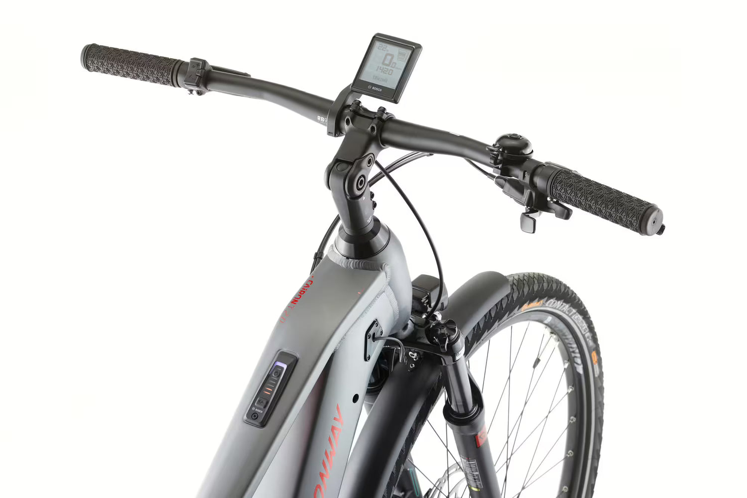 Conway Cairon T2.0 500 | Elektro-Trekkingrad E-Bike | 9-Gang | 250 W Bosch Motor | Grau/Rot (Modell 2023)