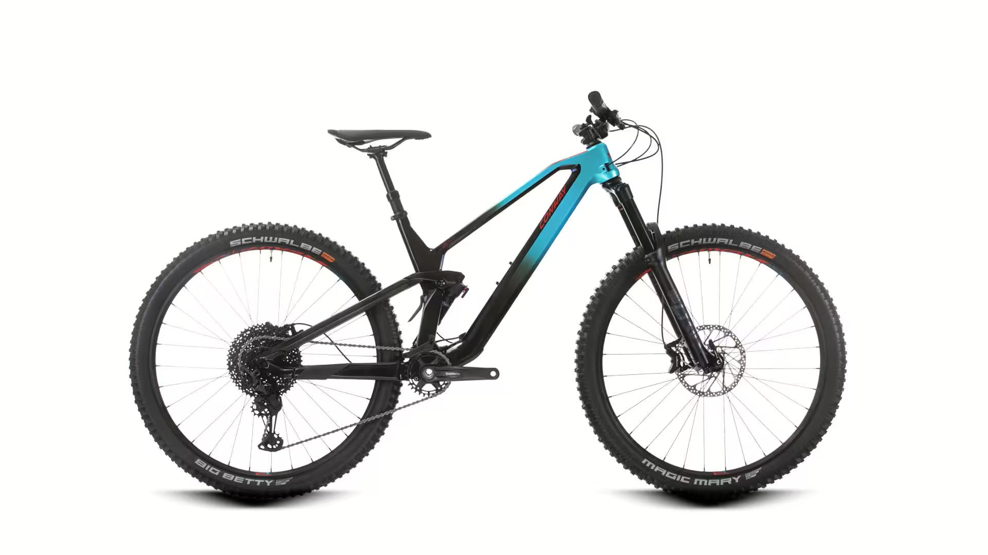 Conway WME 5.9 Carbon Fully 29" | Modell 2024 | Shimano XT Mix 12-Gang | turquoise fade / red
