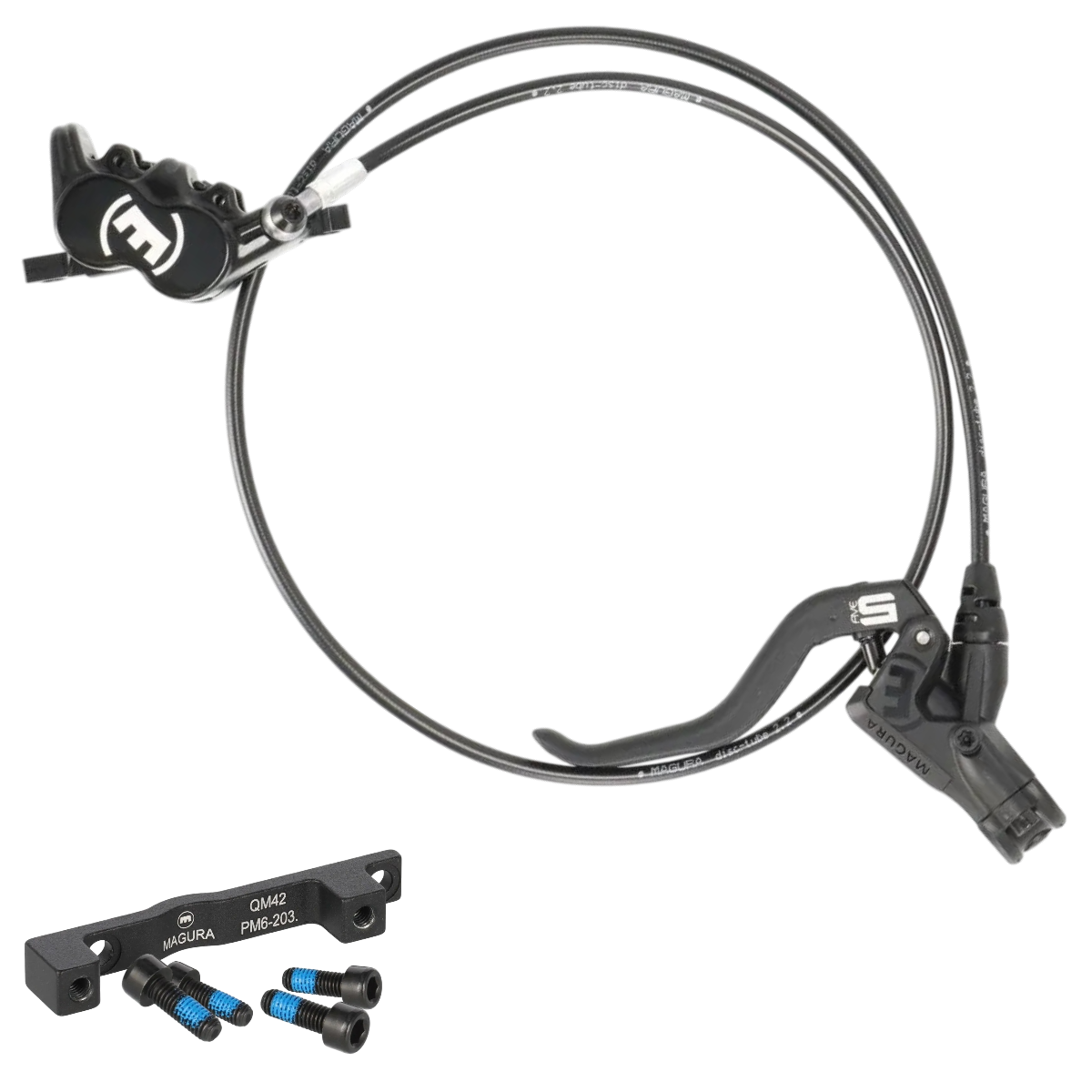 Magura MT5 Scheibenbremse Vorderrad | 4-Kolben | 900 mm Leitung | inkl. QM42 Adapter für 203 mm