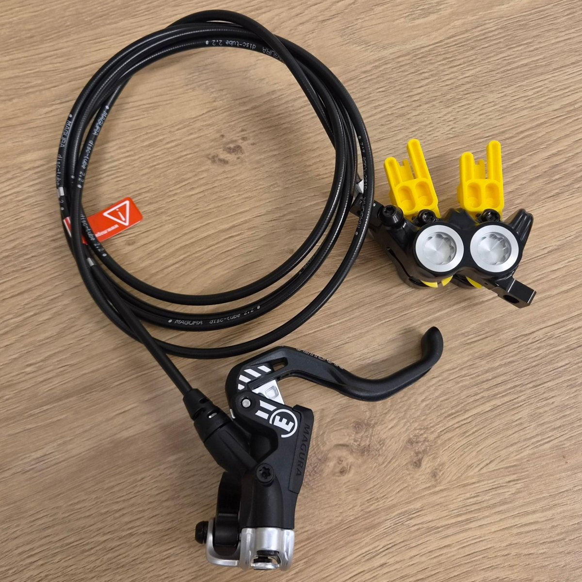 Magura MT5 eSTOP Scheibenbremse hinten | 4-Kolben | 2150 mm Leitung | Shiftmix 4 (Shimano I-Spec EV) | schwarz/silber