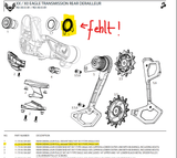 SRAM X0 Eagle Transmission AXS Schaltwerk | 12 - fach | kabellos | T - Type | silbernes Plättchen fehlt - RAAAD.de