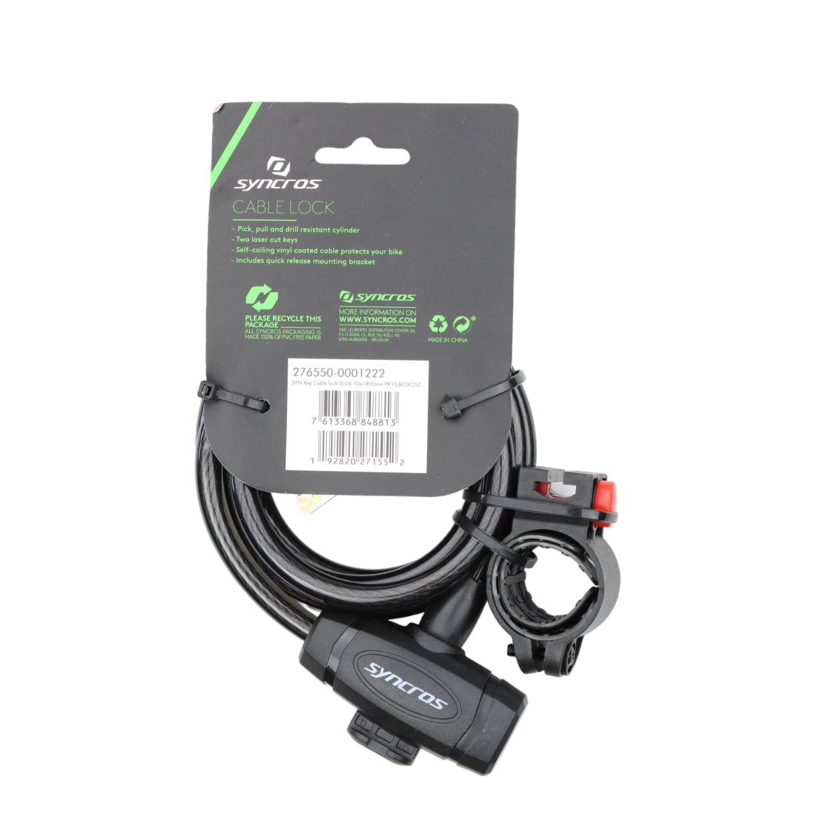 spinlab fahrradschloss Syncros Fahrradschloss SL-04 Key Cable Lock 1,8 m schwarz – RAAAD.de