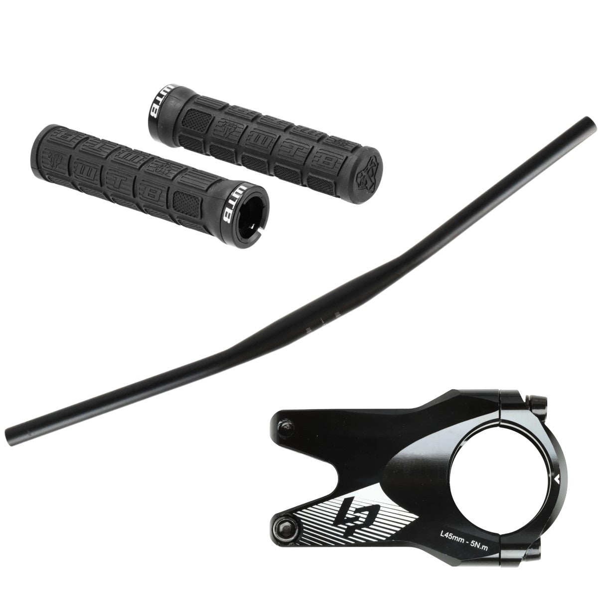 TranzX / Lapierre / WTB Cockpit - Set MTB | Lenker 740 mm | Vorbau 45 mm | Ø 31.8 mm | WTB Wafel Lock - On Griffe | schwarz - RAAAD.de