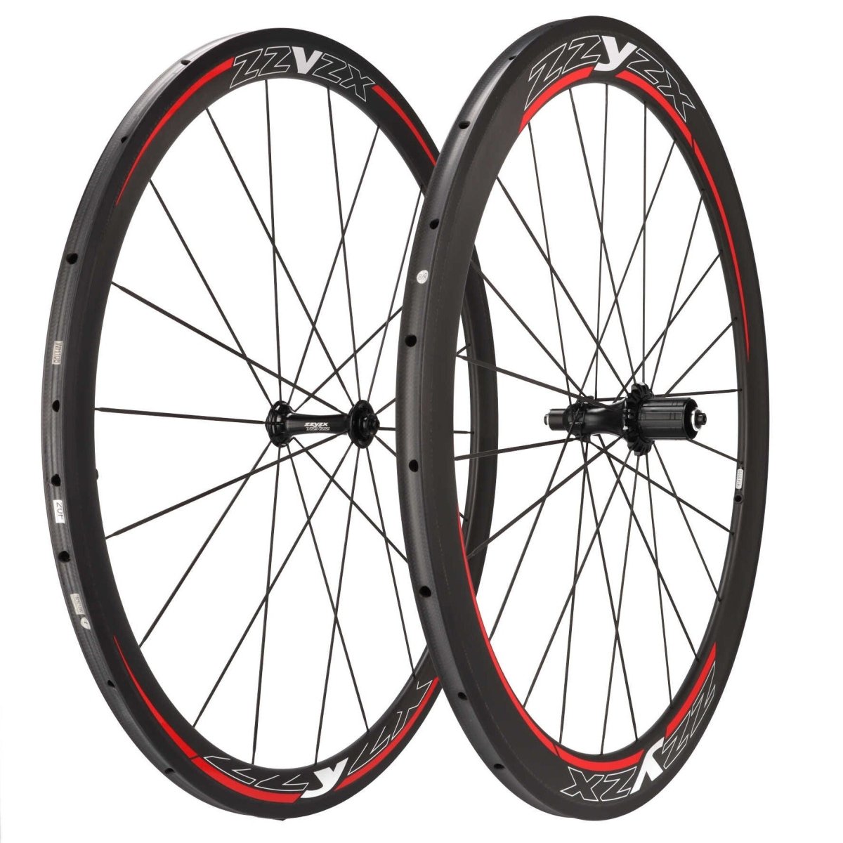 ZZYZX Carbon Laufradsatz Tubular 28" | Felgenbremsen | Schnellspanner | Shimano HG Freilauf | Schwarz Rot - RAAAD.de