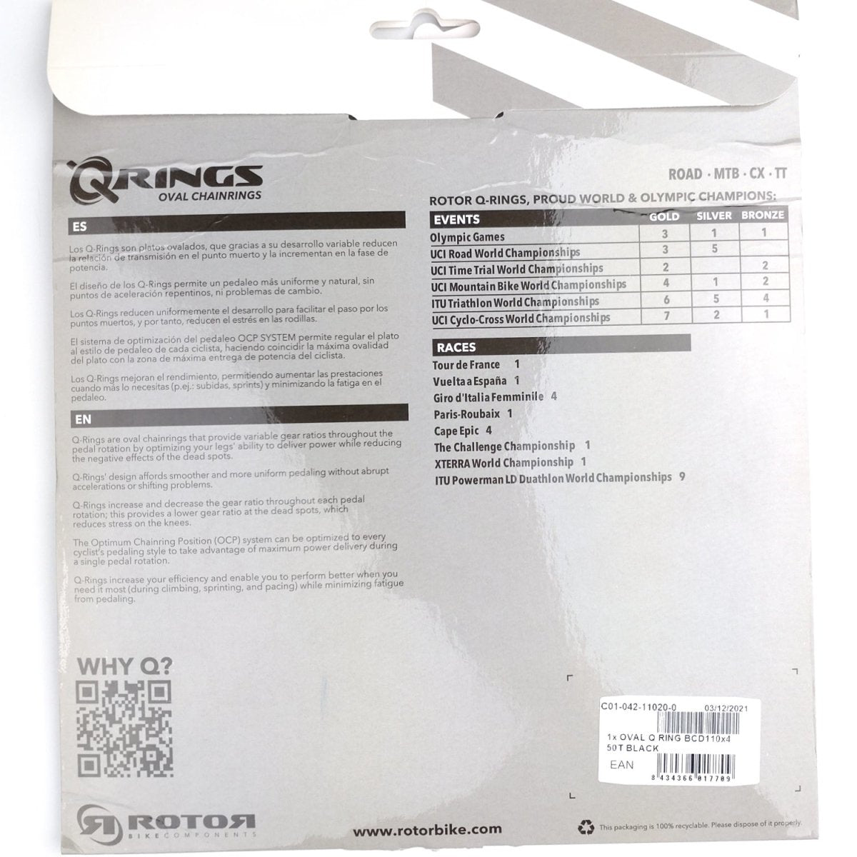 ROTOR Q-Ring Aero 50T Kettenblatt, 4x110mm (11-fach) - RAAAD.de